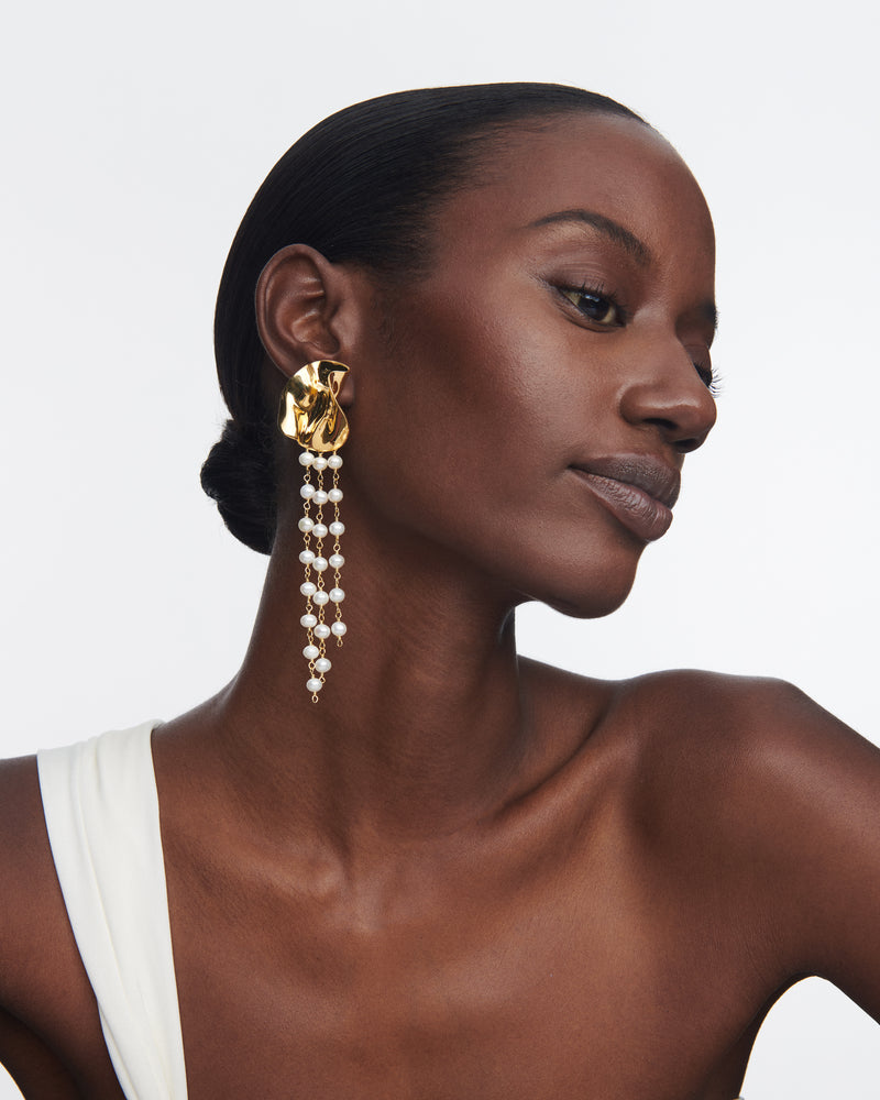 Georgia Pearl Drop Earrings | Gold