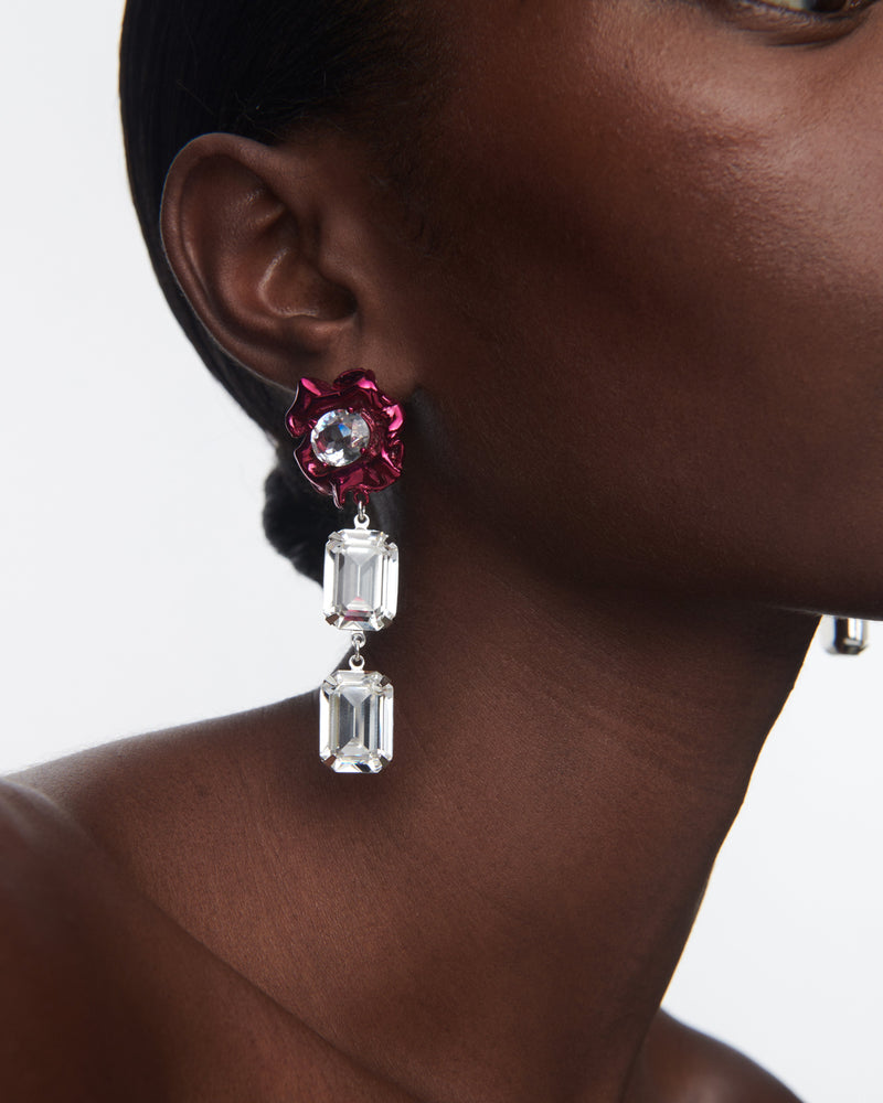 Ada Crystal Statement Earrings in Violet and Silver