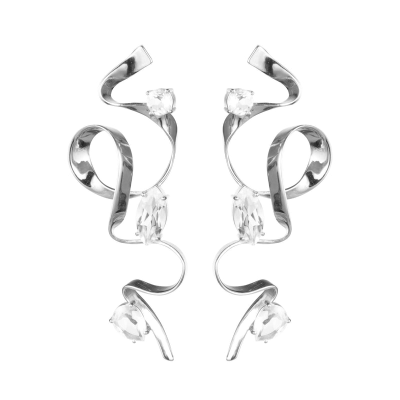 Crystal Allegro Ribbon Earrings | Sterling Silver