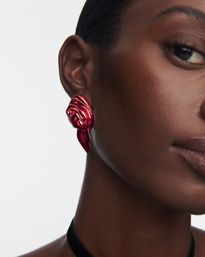 Rosette Earrings | Ruby Red