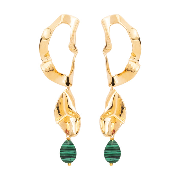 Boltlock Stone Earrings Gold/Malachite Online