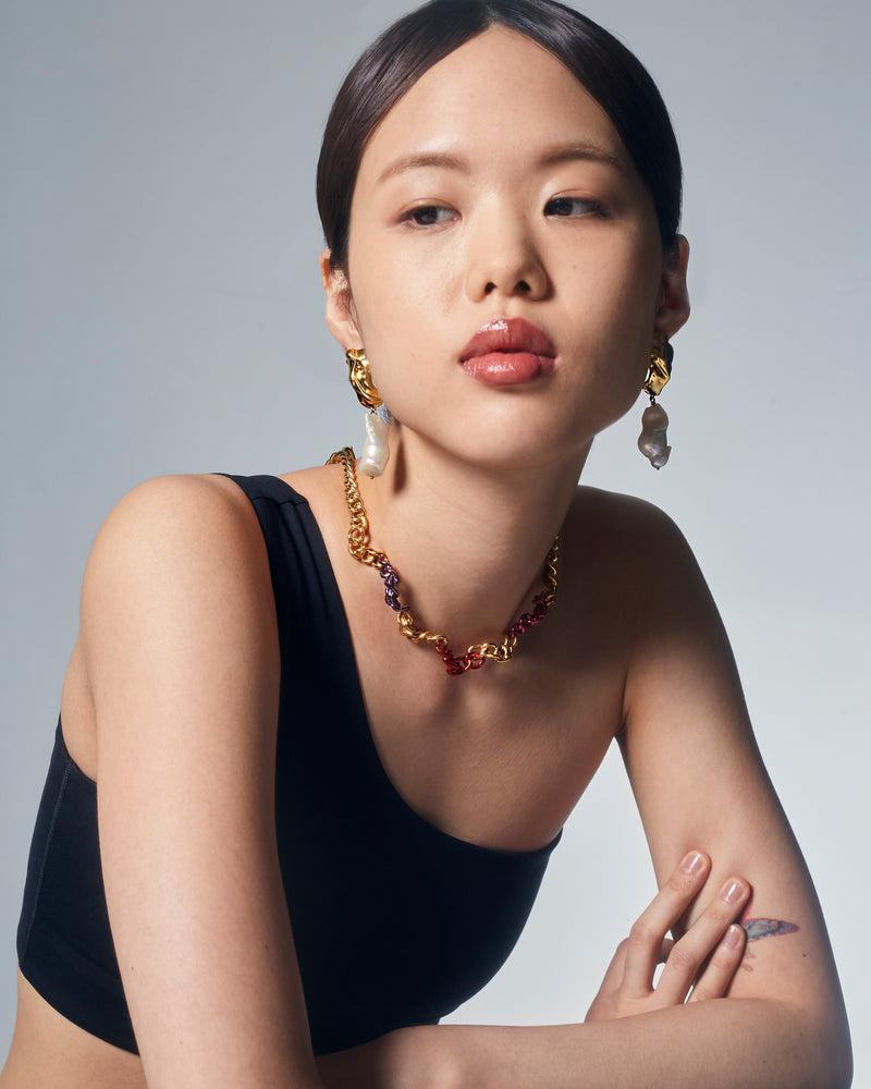 Baroque Pearl Molten Earrings | Gold