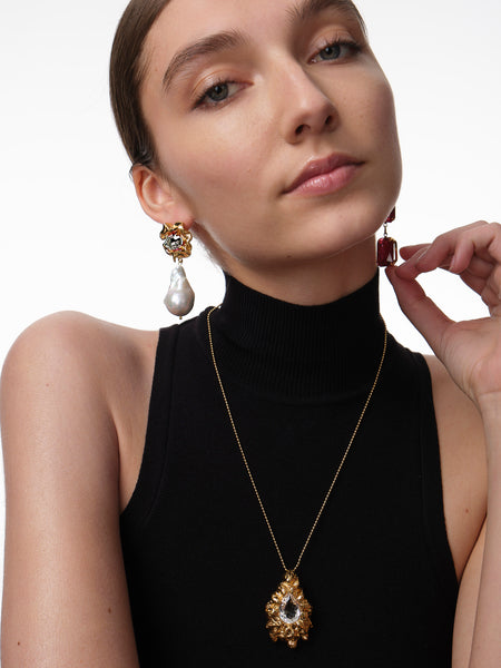 Earrings with chain and LC charm, LOLA COLLECTION