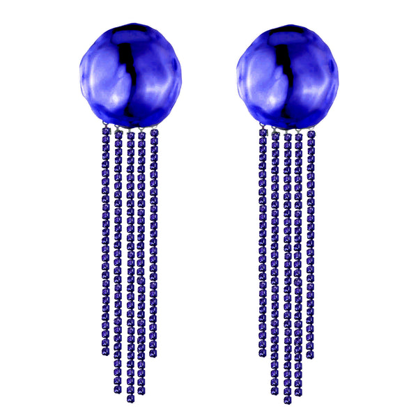 Orbit Crystal Drop Earrings | Cobalt Blue