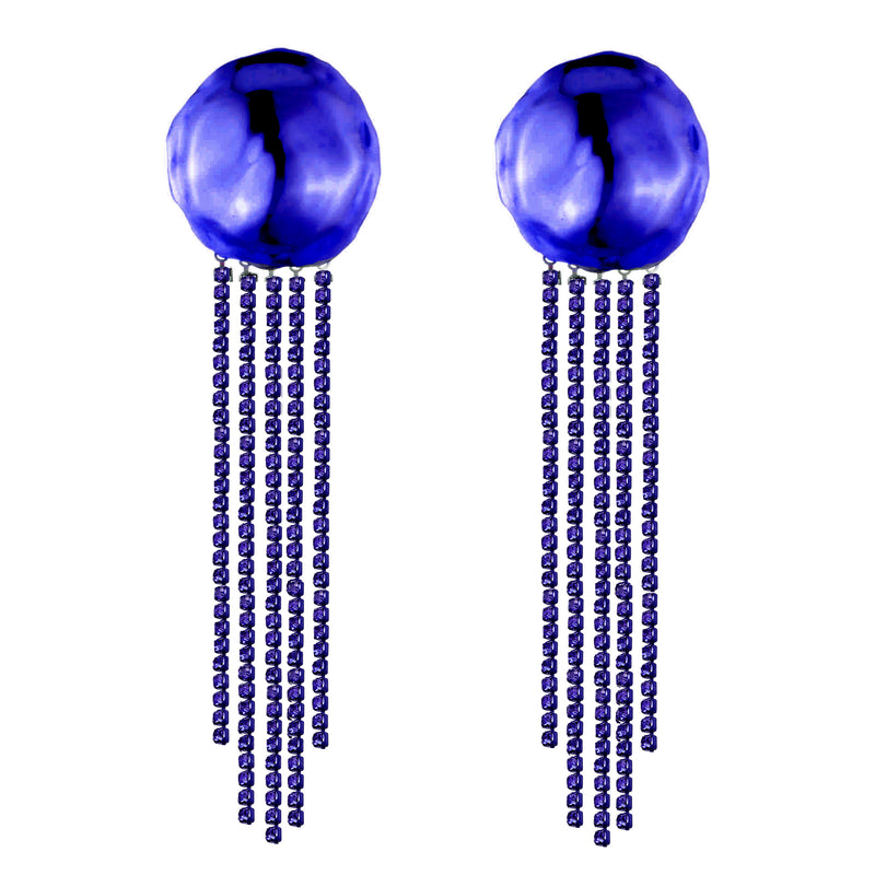 Orbit Crystal Drop Earrings | Cobalt Blue