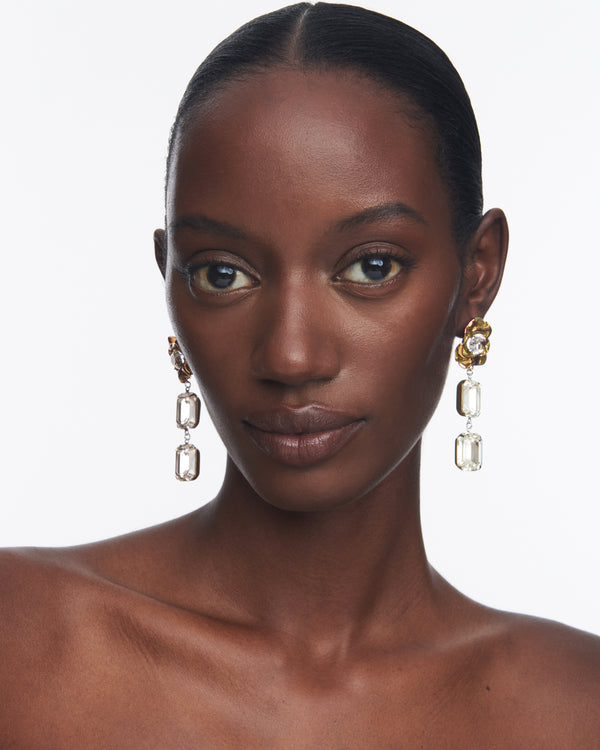 Ada Crystal Statement Earrings in Gold