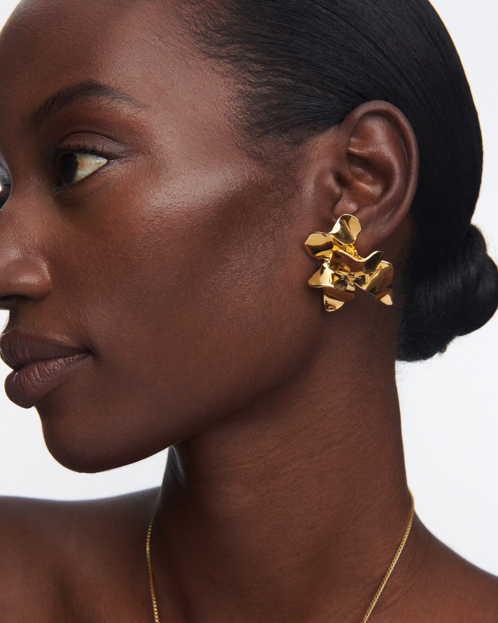 Lotus Stud Earrings Gold Sterling King