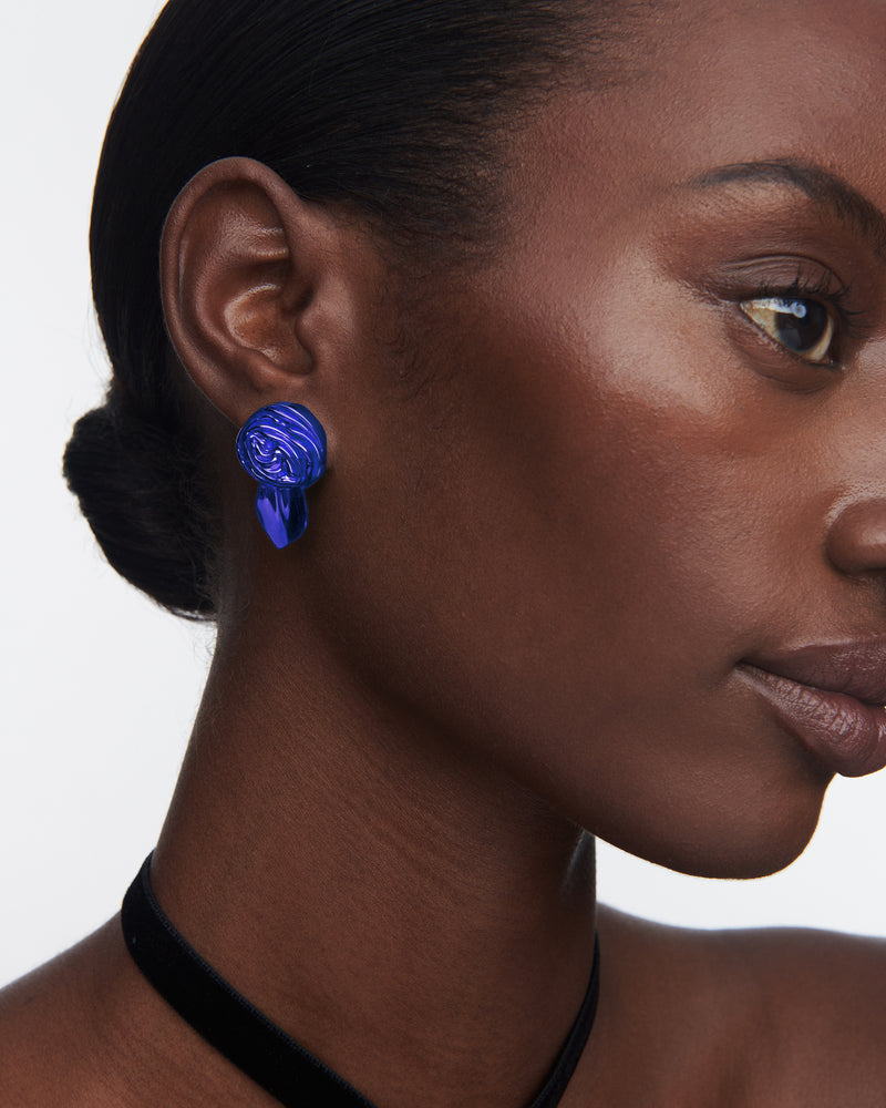 Rosette Mini Earrings | Cobalt Blue