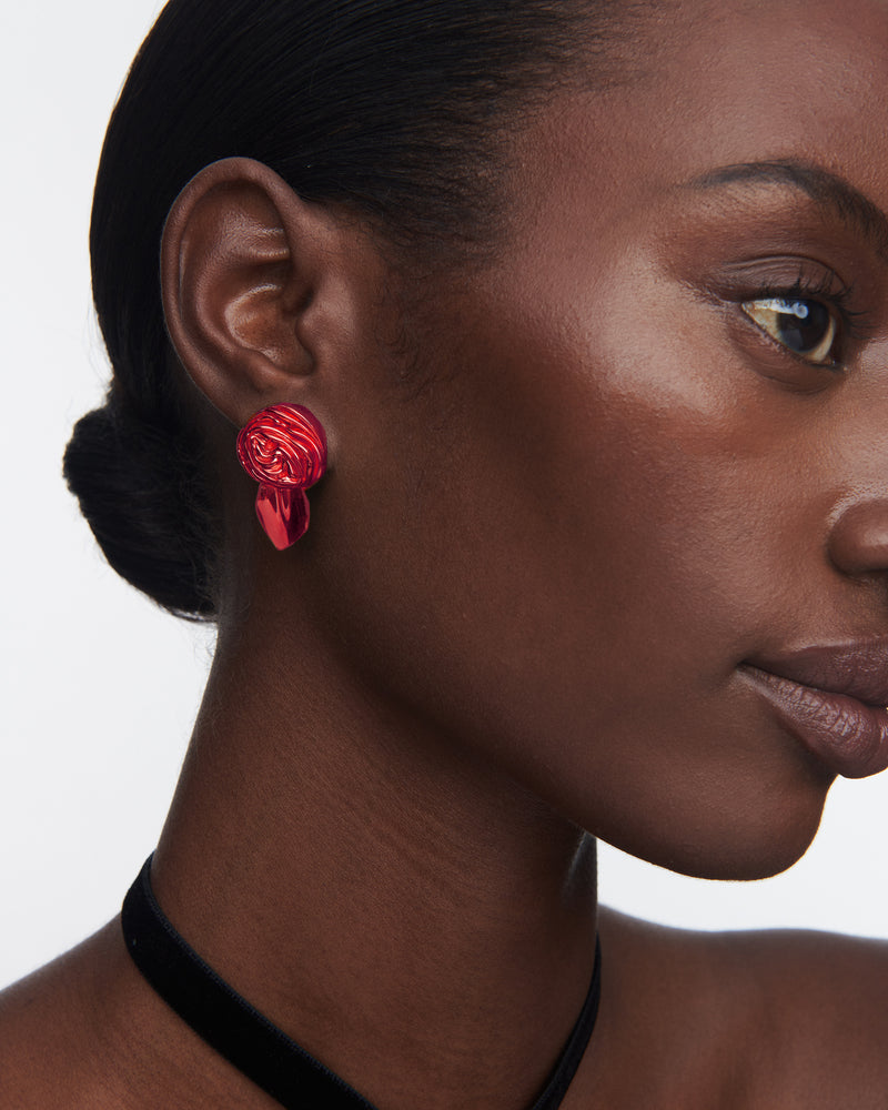 Rosette Mini Earrings | Ruby Red