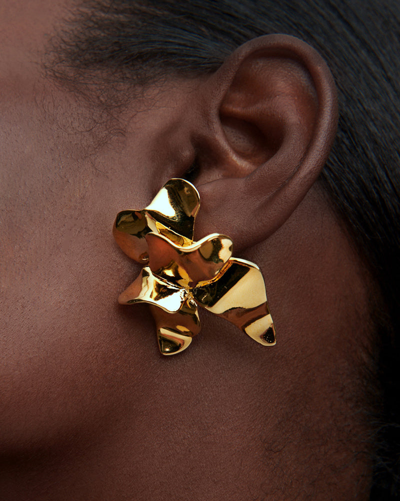 Lotus Stud Earrings | Gold