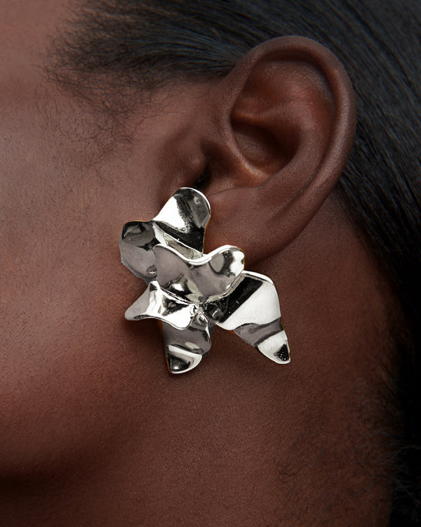 Lotus Stud Earrings | Silver
