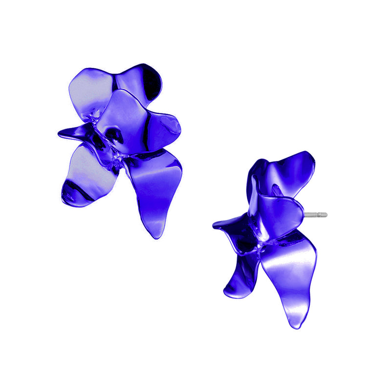 Lotus Stud Earrings | Cobalt Blue