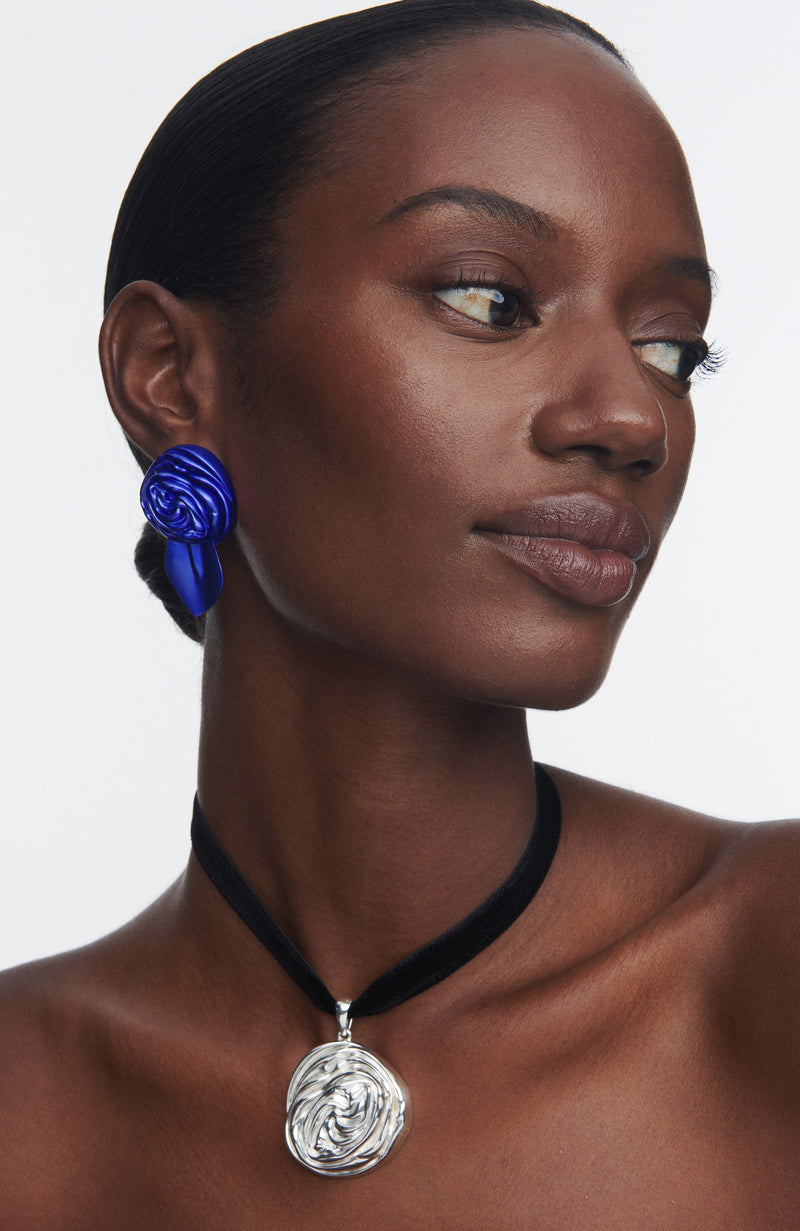 Rosette Earrings | Cobalt Blue