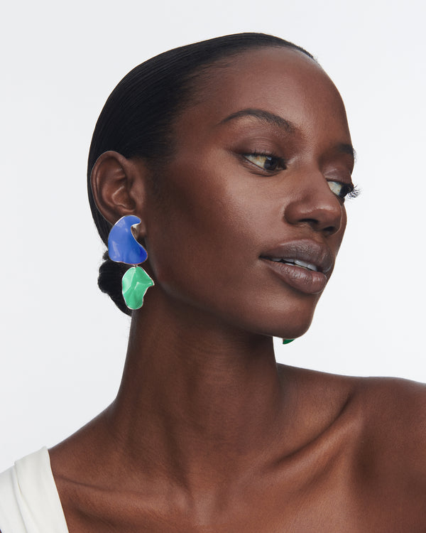 Painted Flashback Fold Earrings | Periwinkle and Spring Green