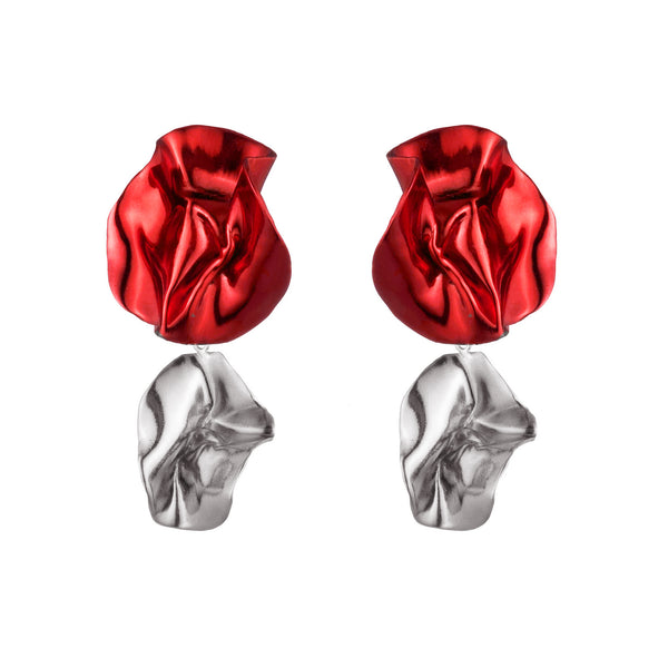 Flashback Fold Earrings | Cherry Red and Sterling Silver