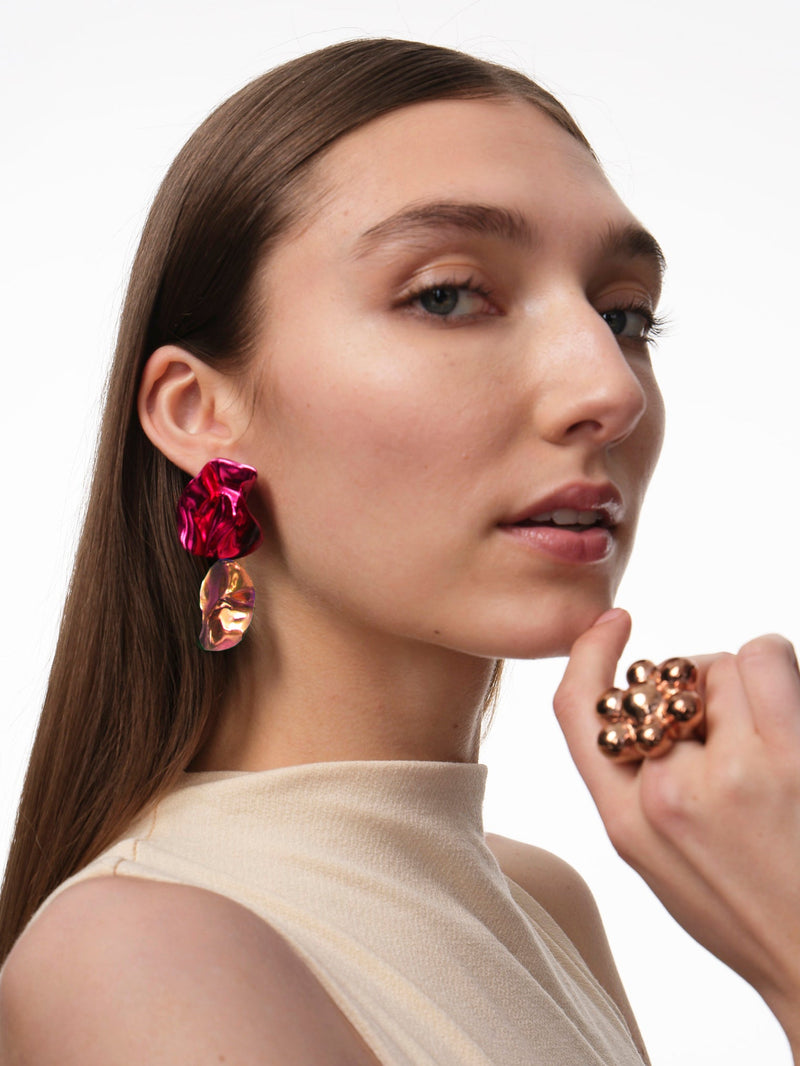 Flashback Fold Earrings | Petal Pink and Ruby Red