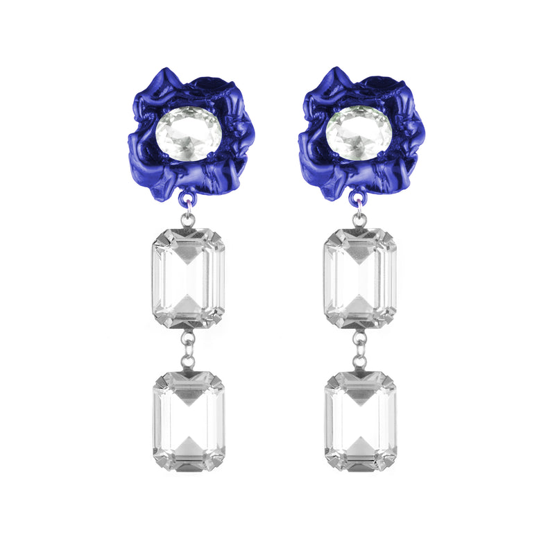 Ada Crystal Statement Earrings in Cobalt