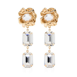Ada Crystal Statement Earrings in Gold