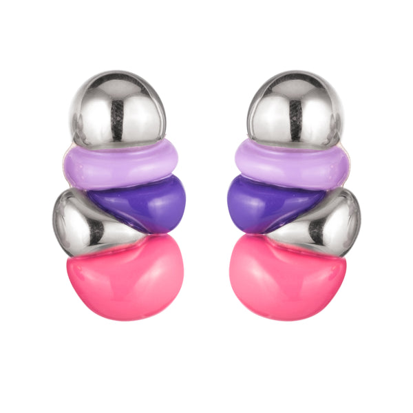 Bellmer Ball Earrings in Silver and Pink