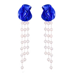 Georgia Pearl Drop Earrings | Cobalt Blue