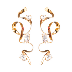 Crystal Allegro Ribbon Earrings | Gold