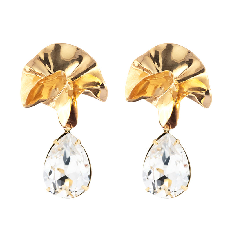 Delphinium Crystal Drop Mini Earrings | Gold