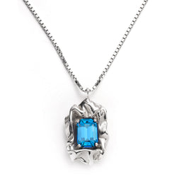 Edith Crystal Pendant Necklace | Sterling Silver and Sapphire Blue