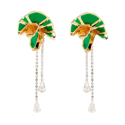 Painted Sylvia Crystal Drop Earrings| Green