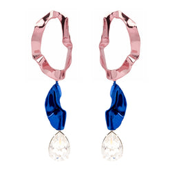 Inside Out Crystal Drop Earrings | Petal Pink and Cobalt Blue