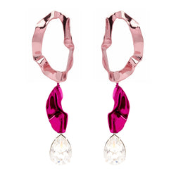 Inside Out Crystal Drop Earrings | Petal Pink and Fuchsia