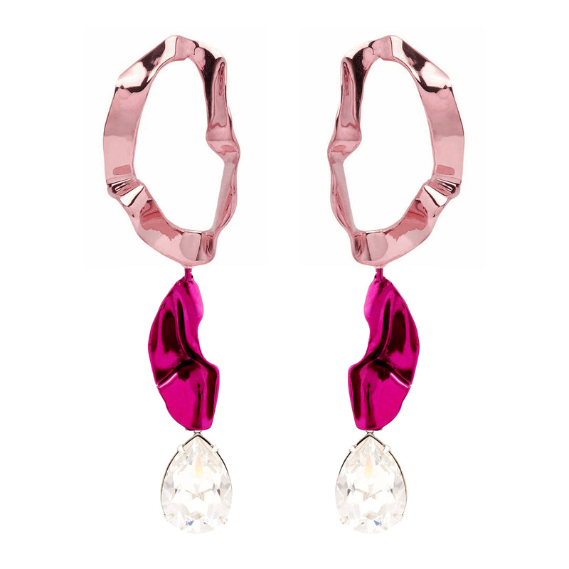 Inside Out Crystal Drop Earrings | Petal Pink and Fuchsia