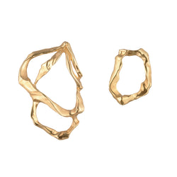 Mismatched Molten Loop Earrings | Satin Gold