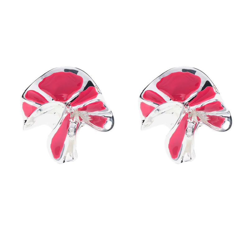Painted Delphinium Earrings | Pink and Silver