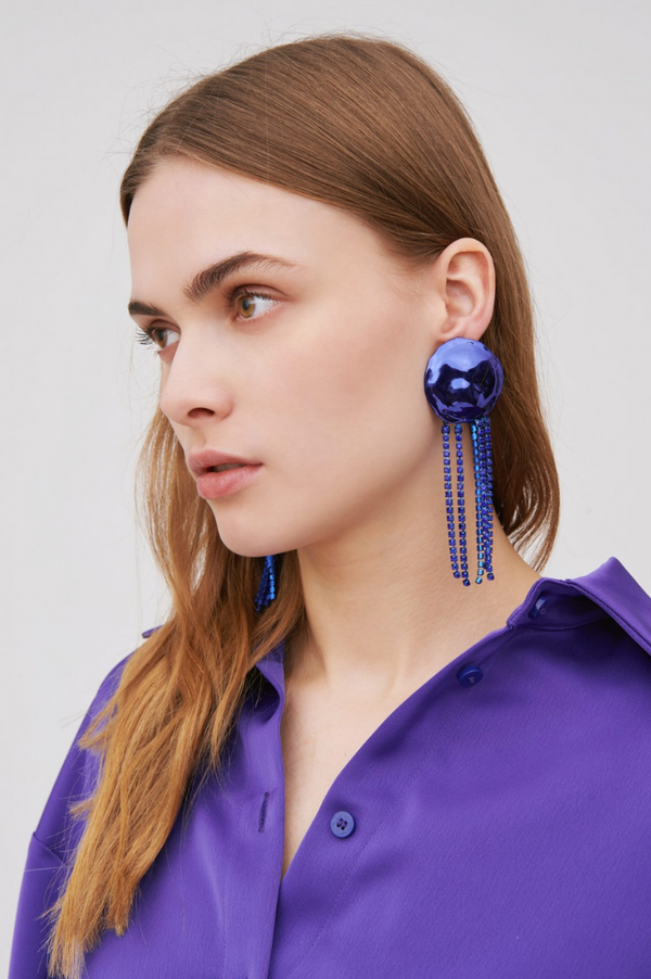 Orbit Crystal Drop Earrings | Cobalt Blue