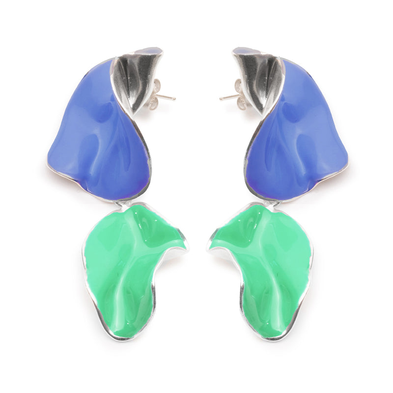 Painted Flashback Fold Earrings | Periwinkle and Spring Green