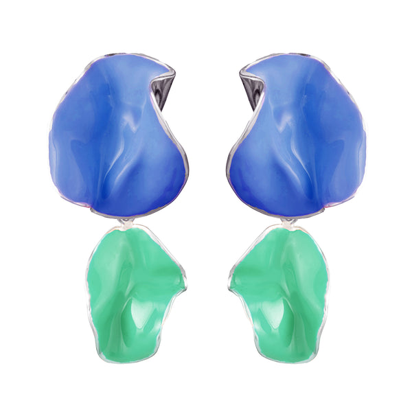 Painted Flashback Fold Earrings | Periwinkle and Spring Green