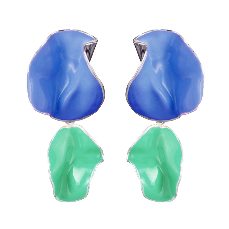 Painted Flashback Fold Earrings | Periwinkle and Spring Green