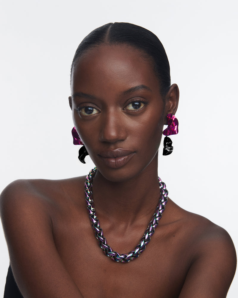 Flashback Fold Earrings | Fuchsia and Jet