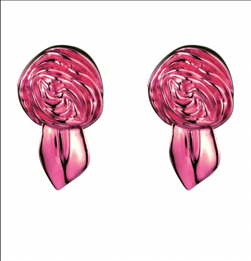 Rosette Mini Earrings | Peony Pink