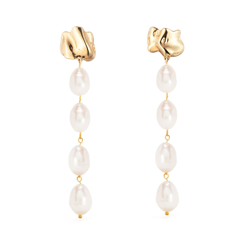 Pearl Drip Mini Earrings | Gold