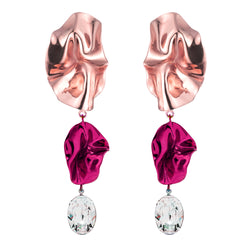 Cindy Crystal Statement Earrings | Petal Pink and Fuchsia