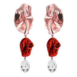 Cindy Crystal Statement Earrings | Petal Pink and Ruby Red