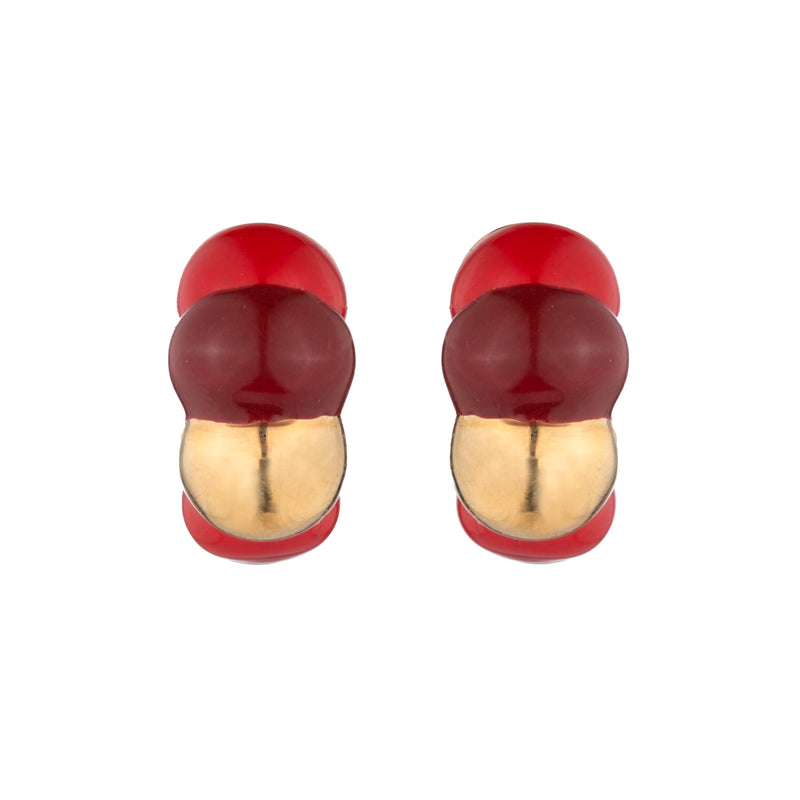 Bellmer Enamel Hoop Earrings | Gold and Red