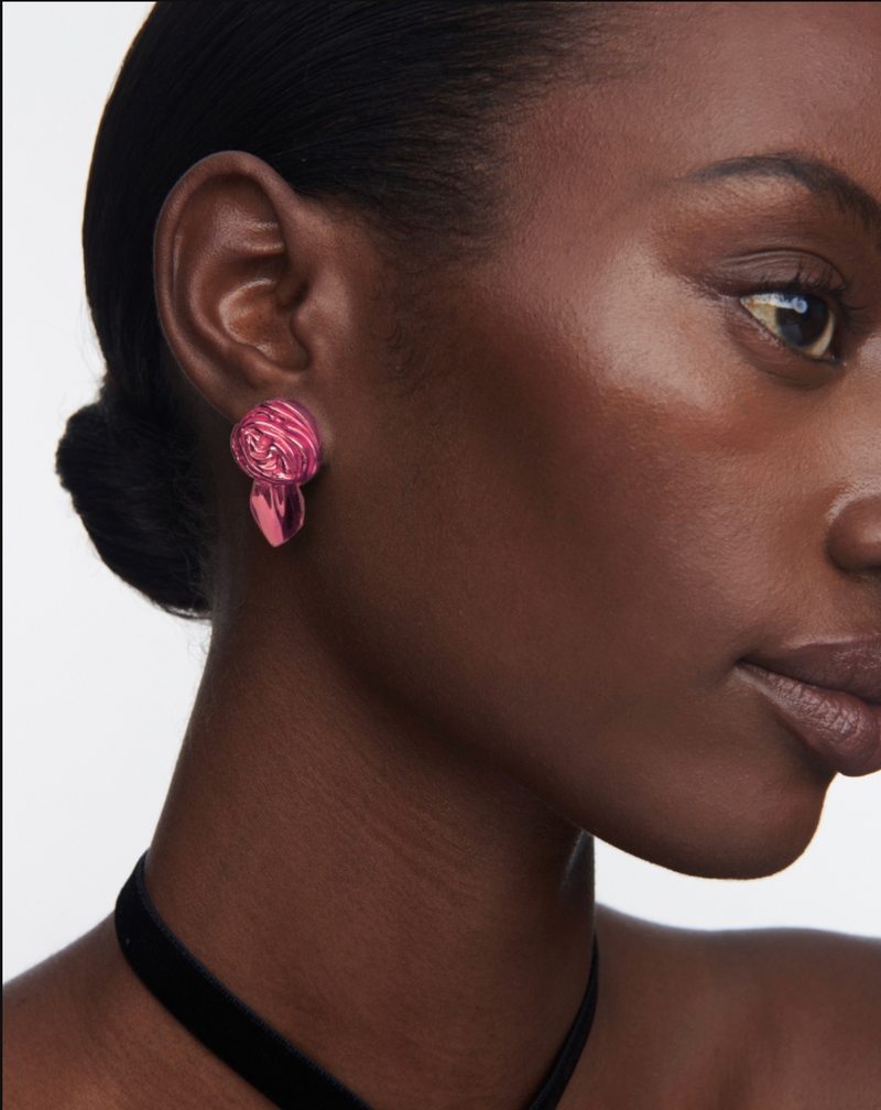 Rosette Mini Earrings | Peony Pink