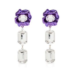 Ada Crystal Statement Earrings in Violet and Silver