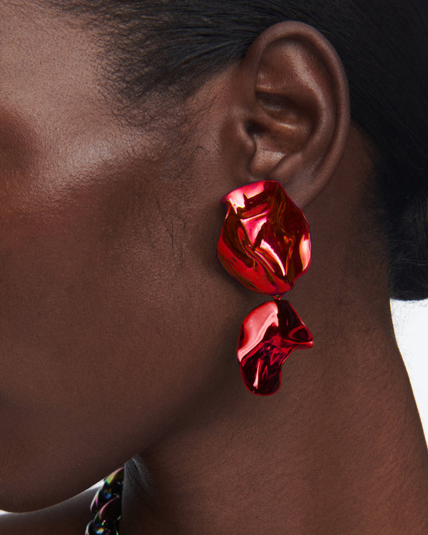 The Fold Earrings | Cherry Red