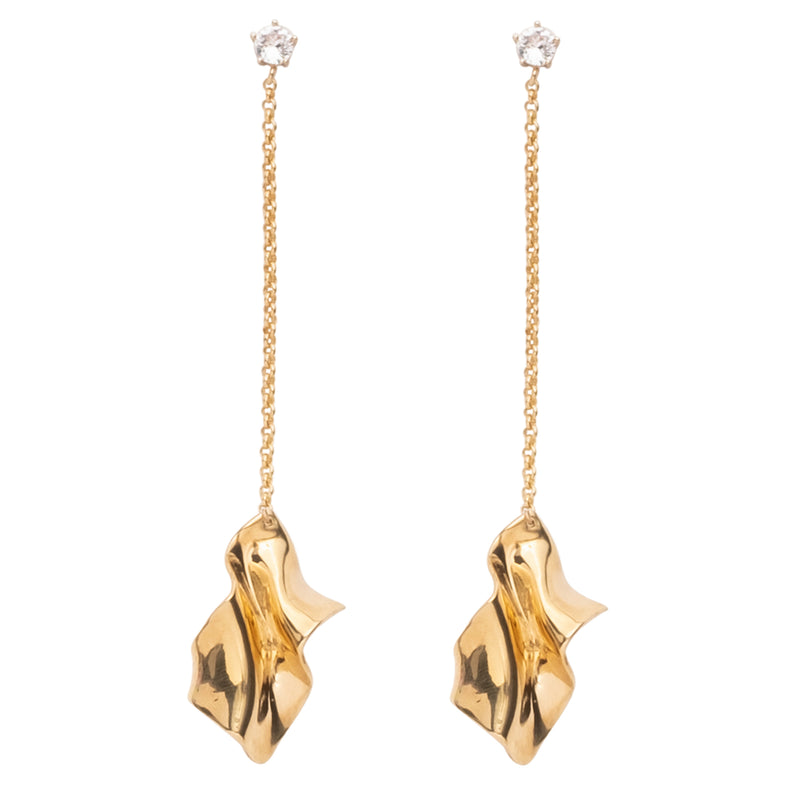 Gelsey Fold Crystal Drop Earrings | Gold