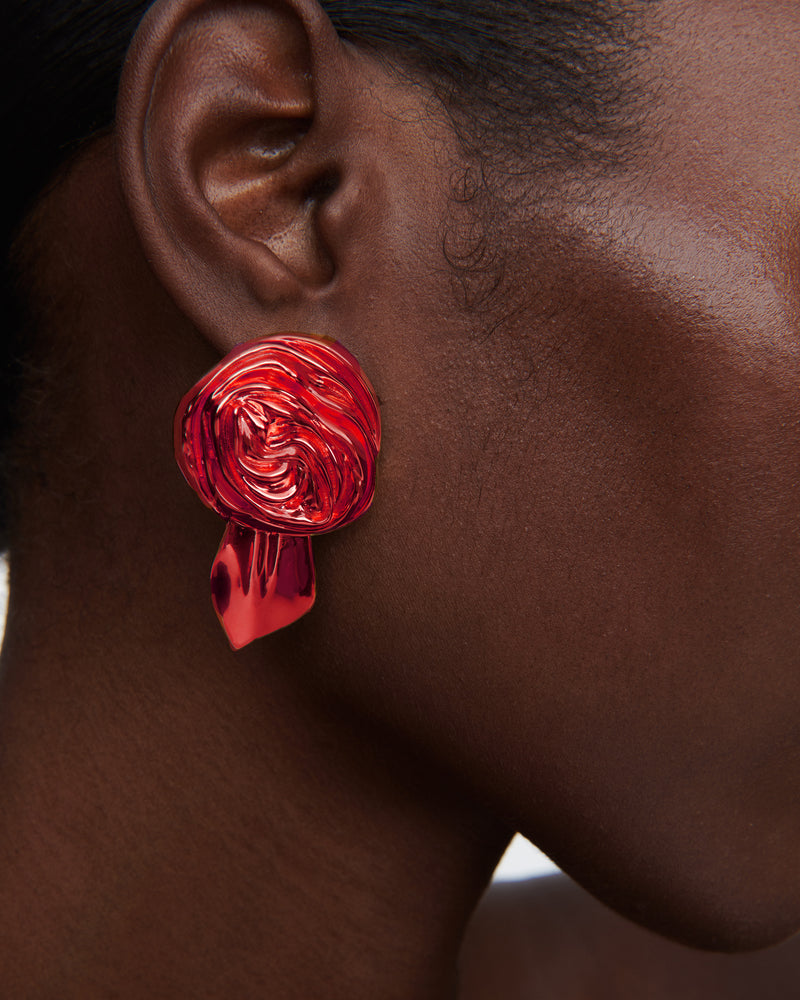 Rosette Earrings | Ruby Red