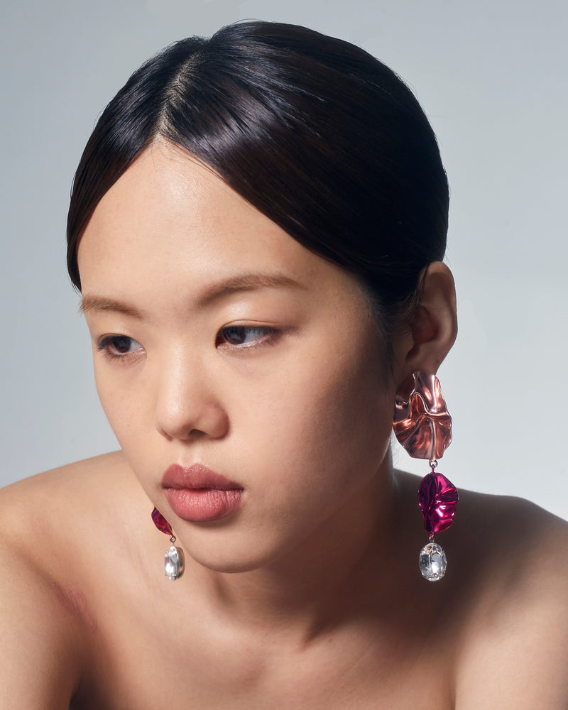 Cindy Crystal Statement Earrings | Petal Pink and Fuchsia