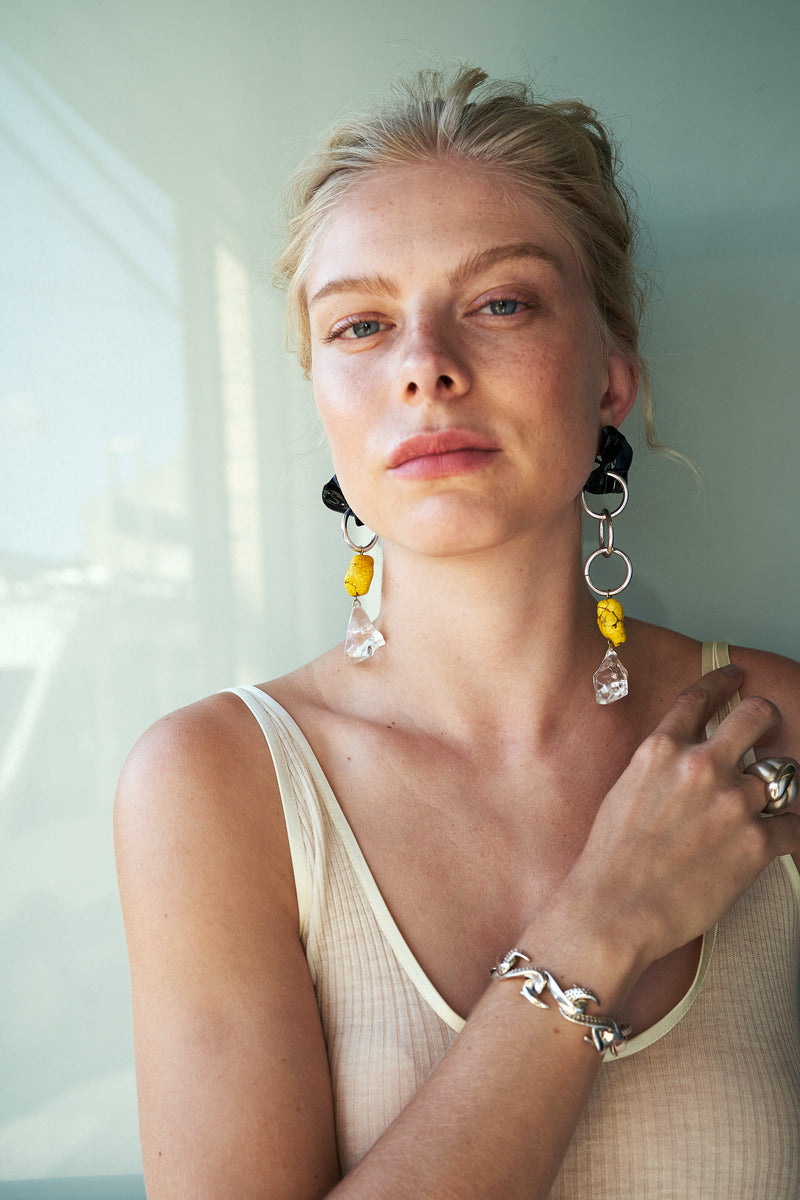 Joan Turquoise Earrings | Jet and Tiger Orange